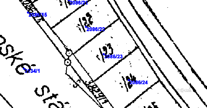 Parcela st. 2086/23 v KÚ Lanžhot, Katastrální mapa