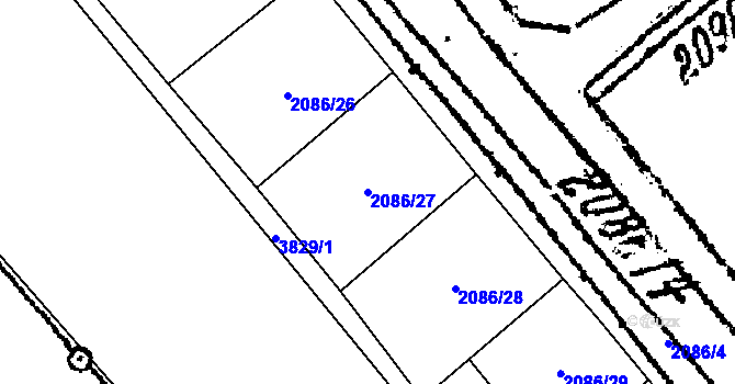 Parcela st. 2086/27 v KÚ Lanžhot, Katastrální mapa