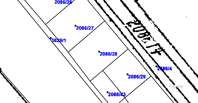 Parcela st. 2086/28 v KÚ Lanžhot, Katastrální mapa