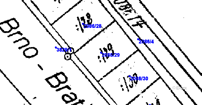 Parcela st. 2086/29 v KÚ Lanžhot, Katastrální mapa