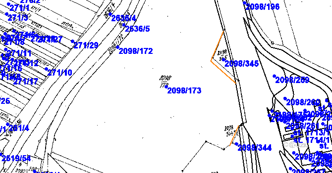 Parcela st. 2098/173 v KÚ Lanžhot, Katastrální mapa