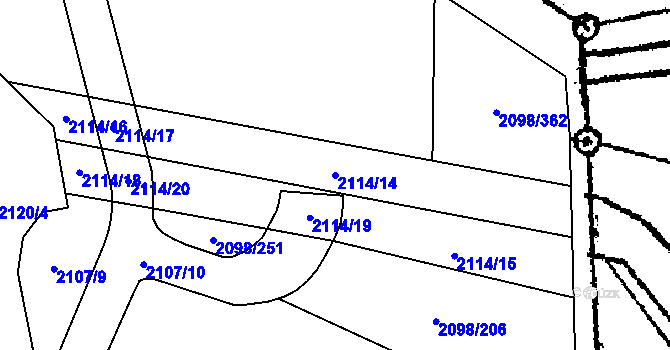 Parcela st. 2114/14 v KÚ Lanžhot, Katastrální mapa