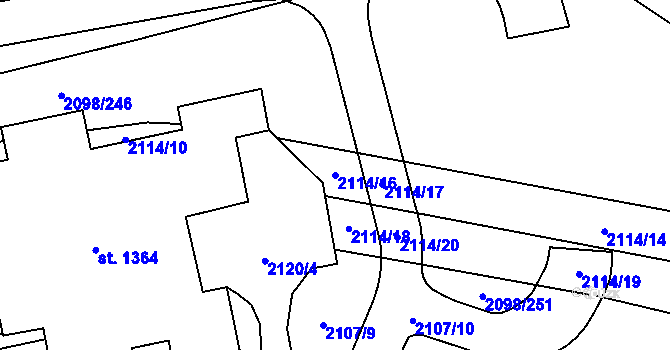 Parcela st. 2114/16 v KÚ Lanžhot, Katastrální mapa