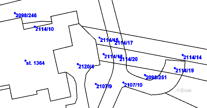Parcela st. 2114/18 v KÚ Lanžhot, Katastrální mapa