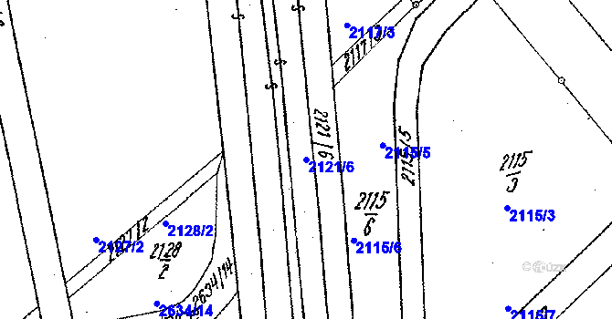 Parcela st. 2121/6 v KÚ Lanžhot, Katastrální mapa