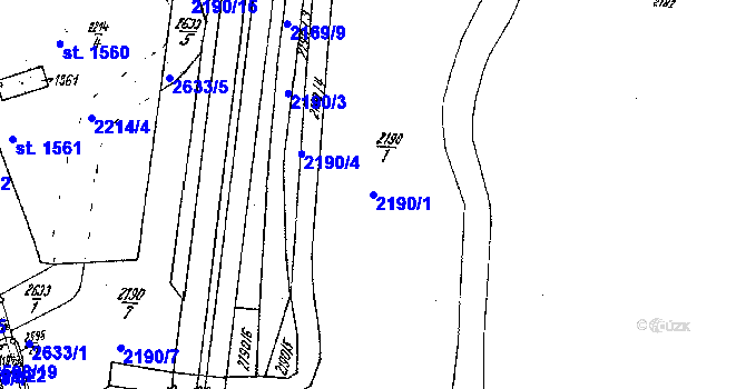 Parcela st. 2190/1 v KÚ Lanžhot, Katastrální mapa
