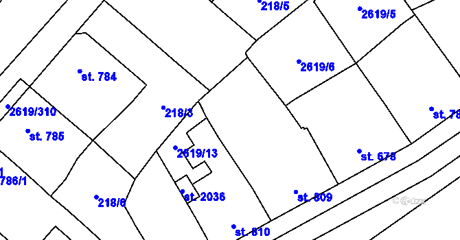 Parcela st. 2619/12 v KÚ Lanžhot, Katastrální mapa
