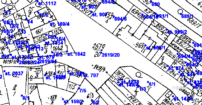 Parcela st. 2619/20 v KÚ Lanžhot, Katastrální mapa
