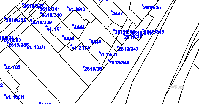 Parcela st. 2619/37 v KÚ Lanžhot, Katastrální mapa