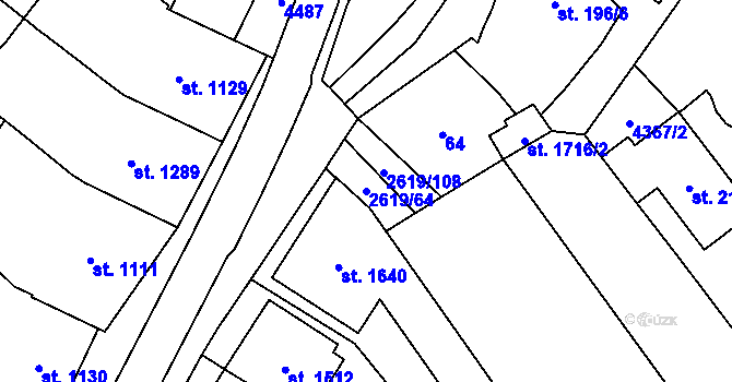 Parcela st. 2619/64 v KÚ Lanžhot, Katastrální mapa