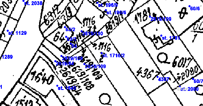 Parcela st. 1716/2 v KÚ Lanžhot, Katastrální mapa