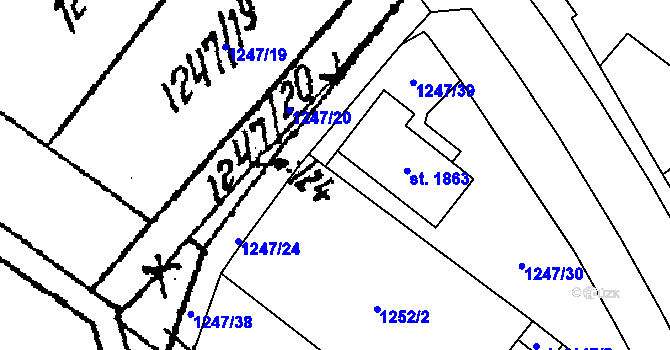 Parcela st. 1247/31 v KÚ Lanžhot, Katastrální mapa