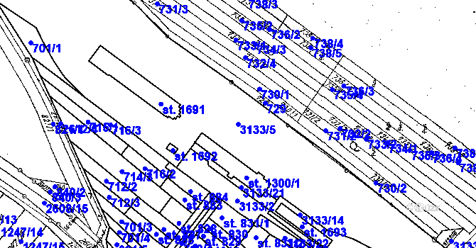 Parcela st. 3133/5 v KÚ Lanžhot, Katastrální mapa
