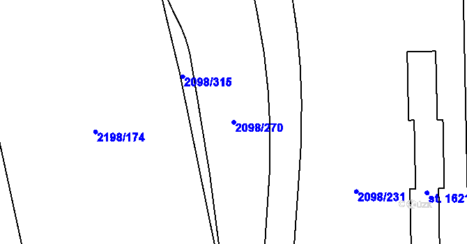 Parcela st. 2098/270 v KÚ Lanžhot, Katastrální mapa