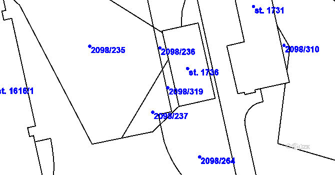 Parcela st. 2098/319 v KÚ Lanžhot, Katastrální mapa
