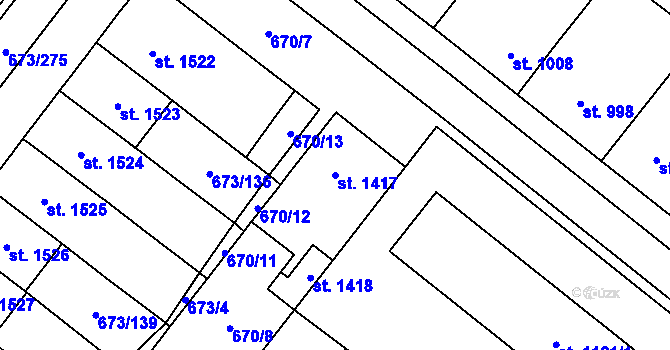 Parcela st. 1417 v KÚ Lanžhot, Katastrální mapa