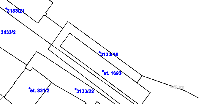 Parcela st. 3133/14 v KÚ Lanžhot, Katastrální mapa