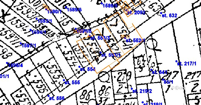 Parcela st. 553/1 v KÚ Lanžhot, Katastrální mapa
