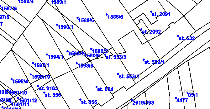 Parcela st. 553/3 v KÚ Lanžhot, Katastrální mapa