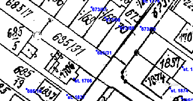Parcela st. 685/31 v KÚ Lanžhot, Katastrální mapa