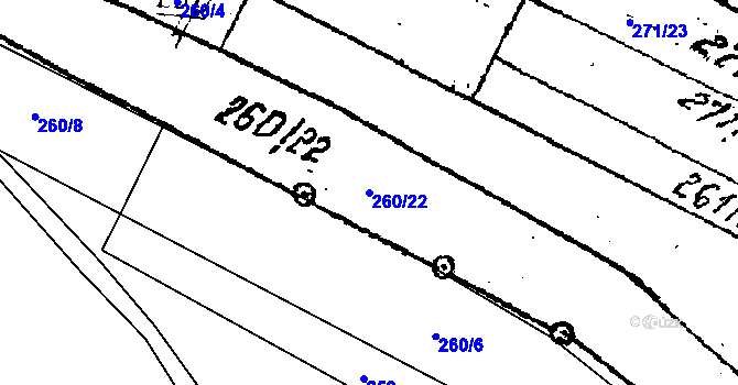 Parcela st. 260/22 v KÚ Lanžhot, Katastrální mapa
