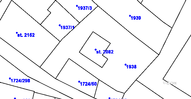 Parcela st. 2082 v KÚ Lanžhot, Katastrální mapa