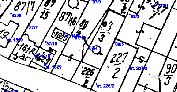 Parcela st. 88/4 v KÚ Lanžhot, Katastrální mapa