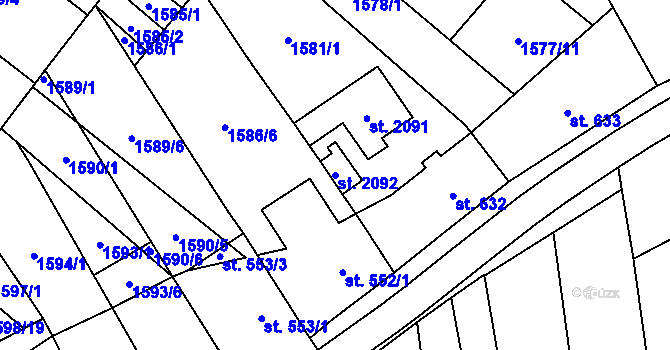 Parcela st. 2092 v KÚ Lanžhot, Katastrální mapa