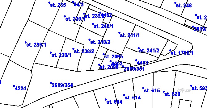 Parcela st. 2095 v KÚ Lanžhot, Katastrální mapa