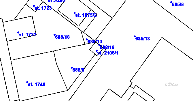 Parcela st. 2106/1 v KÚ Lanžhot, Katastrální mapa
