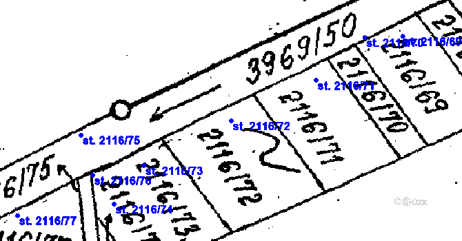 Parcela st. 2116/72 v KÚ Lanžhot, Katastrální mapa