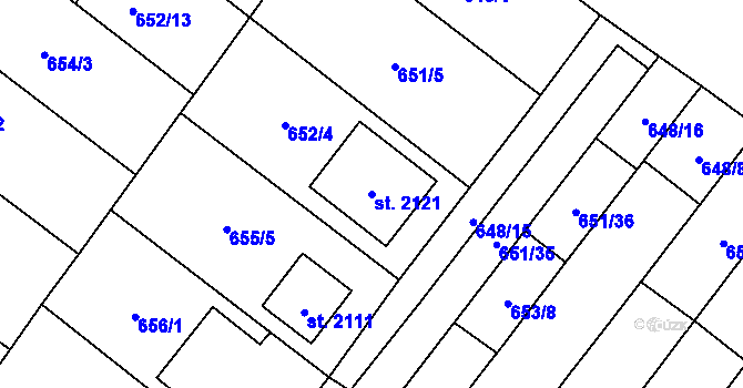 Parcela st. 2121 v KÚ Lanžhot, Katastrální mapa