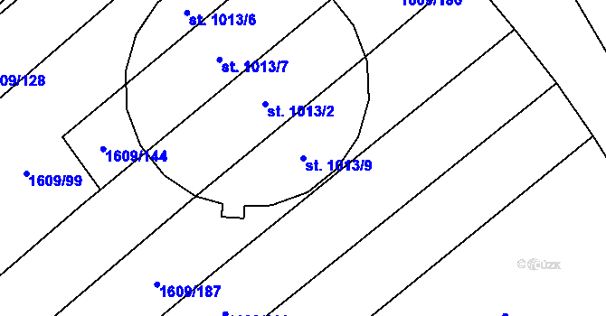 Parcela st. 1013/9 v KÚ Lanžhot, Katastrální mapa