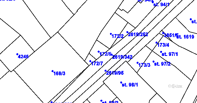 Parcela st. 172/5 v KÚ Lanžhot, Katastrální mapa