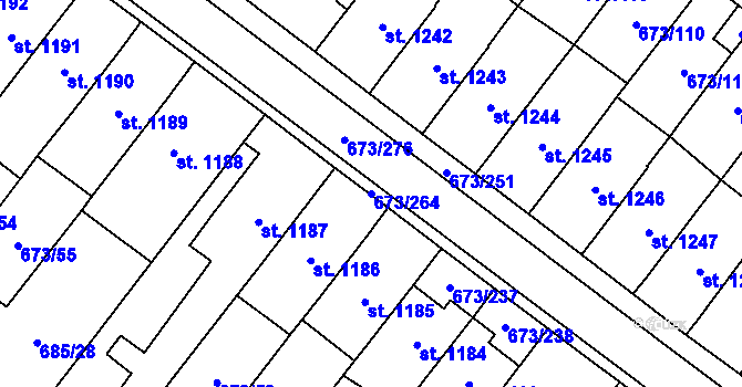 Parcela st. 673/264 v KÚ Lanžhot, Katastrální mapa