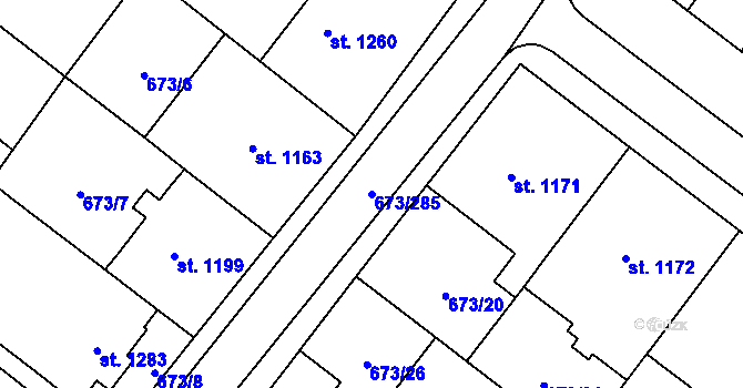 Parcela st. 673/285 v KÚ Lanžhot, Katastrální mapa