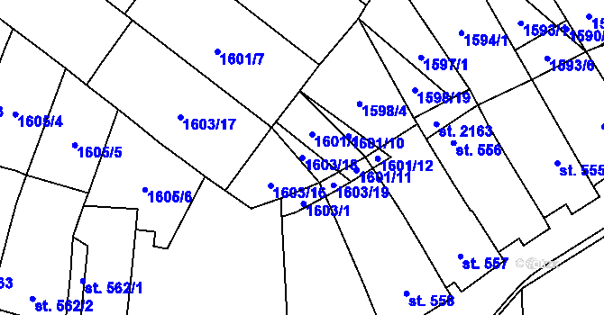 Parcela st. 1603/18 v KÚ Lanžhot, Katastrální mapa