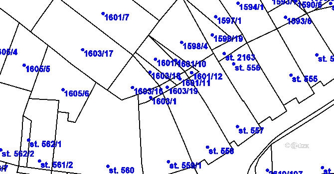 Parcela st. 1603/19 v KÚ Lanžhot, Katastrální mapa