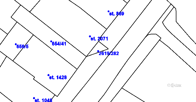 Parcela st. 2619/282 v KÚ Lanžhot, Katastrální mapa