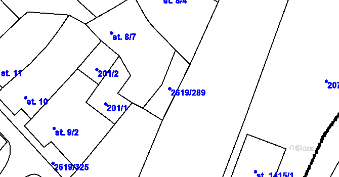 Parcela st. 2619/289 v KÚ Lanžhot, Katastrální mapa
