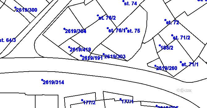 Parcela st. 2619/303 v KÚ Lanžhot, Katastrální mapa