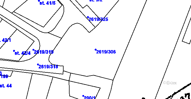 Parcela st. 2619/306 v KÚ Lanžhot, Katastrální mapa