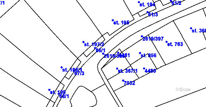 Parcela st. 2619/396 v KÚ Lanžhot, Katastrální mapa