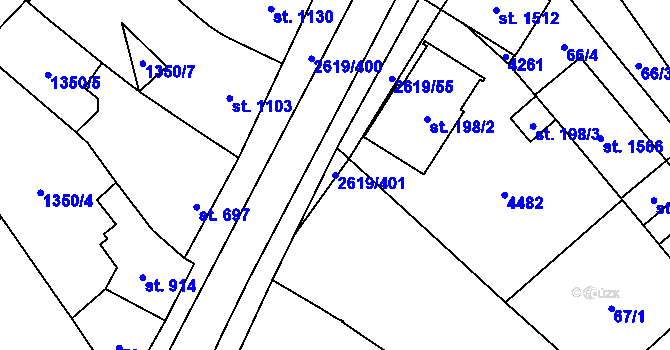 Parcela st. 2619/401 v KÚ Lanžhot, Katastrální mapa