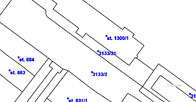 Parcela st. 3133/21 v KÚ Lanžhot, Katastrální mapa
