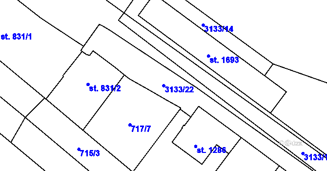 Parcela st. 3133/22 v KÚ Lanžhot, Katastrální mapa
