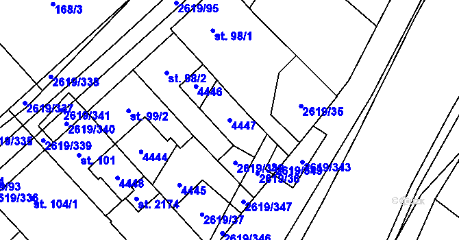 Parcela st. 4447 v KÚ Lanžhot, Katastrální mapa