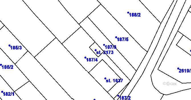 Parcela st. 2173 v KÚ Lanžhot, Katastrální mapa