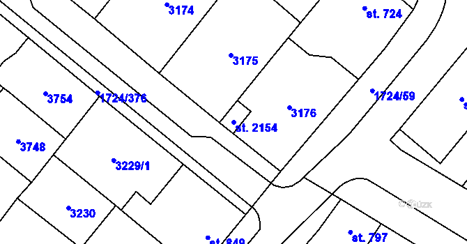 Parcela st. 2154 v KÚ Lanžhot, Katastrální mapa