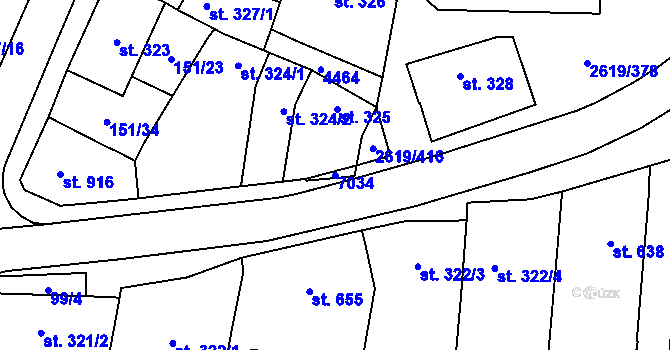 Parcela st. 7034 v KÚ Lanžhot, Katastrální mapa